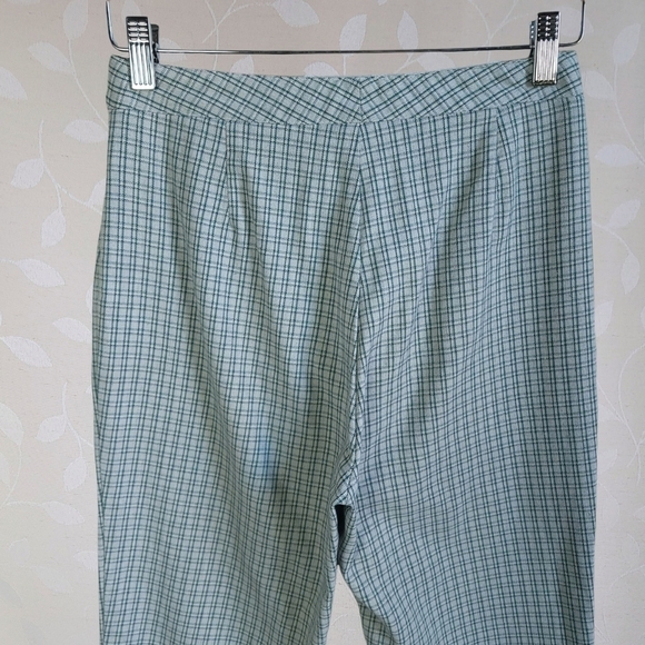 Vintage Esprit High Rise Straight Leg Preppy Academia Plaid Trouser Sage Green - Picture 10 of 16